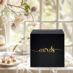 SietDESEO Black and Gold Card Box for Party Envelope Box Money Card Box Gift Card Box Holder for Wedding Reception Baby Shower Birthday Card Box