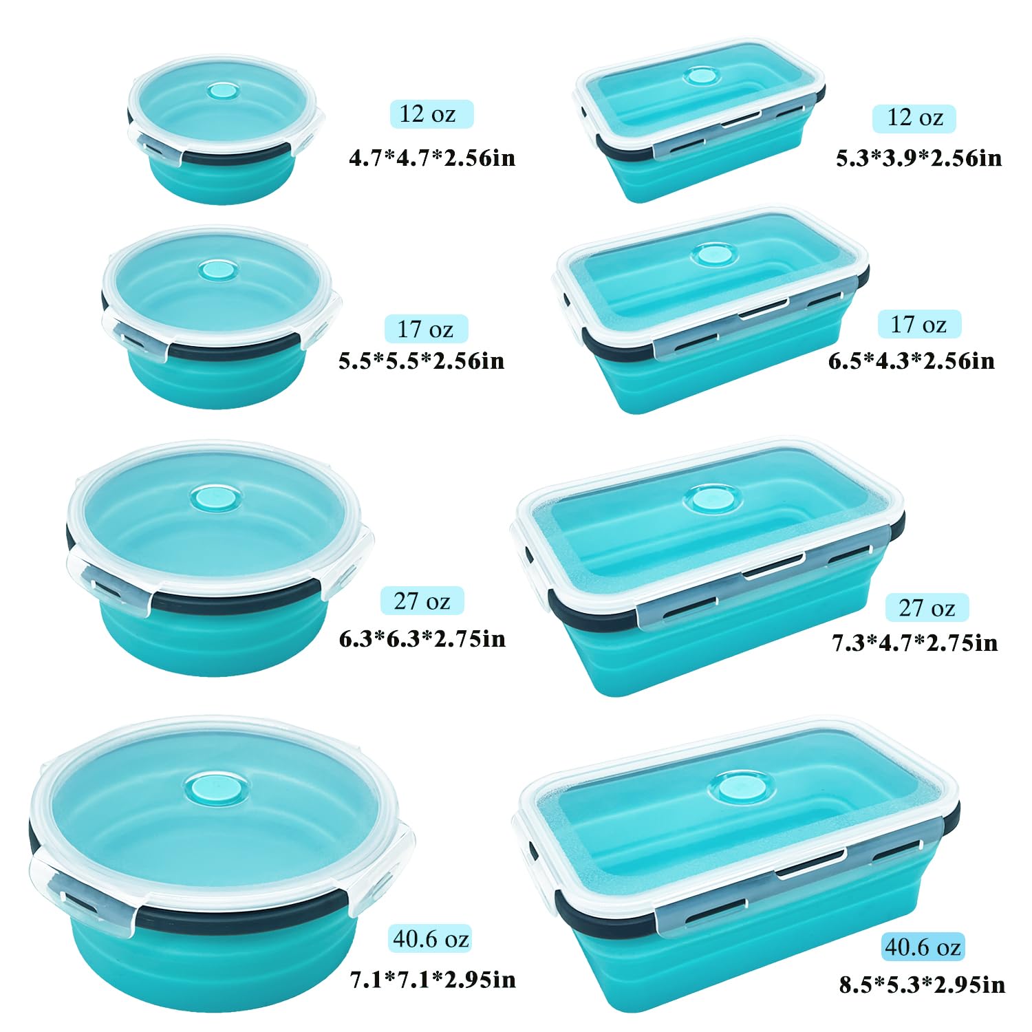 8 Collapsible Food Storage Containers With Lids, Rv Collapsible Bowls, Silicone Food Storage Containers, Camping Food Containers, Silicone Containers, Collapsible Containers for Food, Camping, Travel