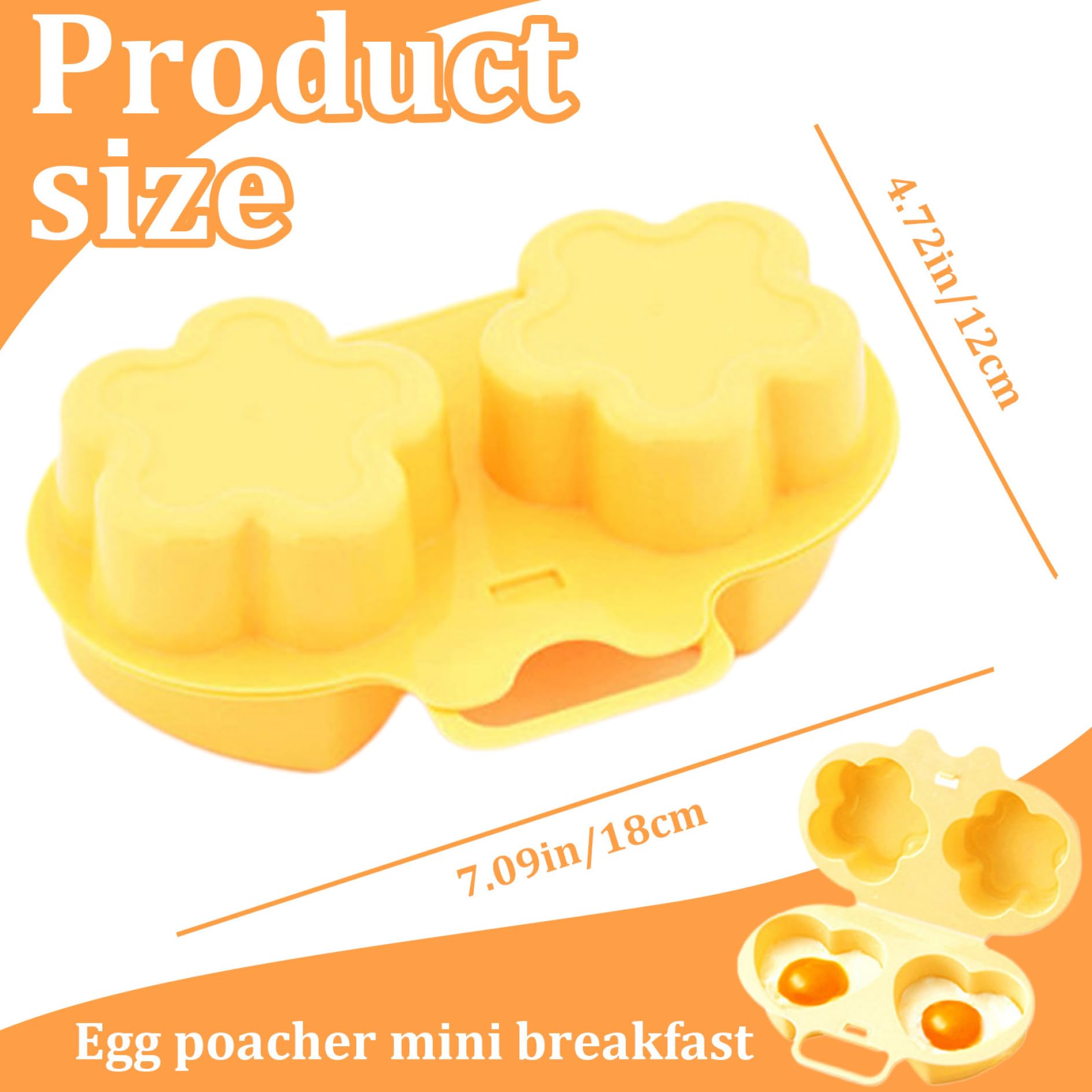 Egg Poachers, Microwave Egg Poacher 2-Cavity Microwave Egg Cooker Food Grade Plastic Microwave Egg Maker Flower ＆ Heart Shaped Egg Poacher for Low-Calorie Breakfasts