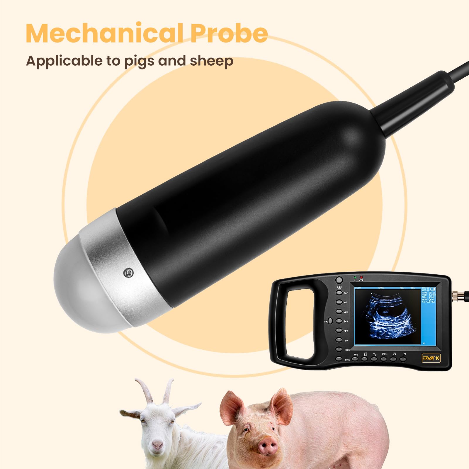 Portable Ultrasound Machine for Pregnancy - Digital Sonogram Machine with 3.5 MHz Probe and 8-Color Panels - Perfect for Sheep, Dogs, Cats, and Pigs Pregnancy Testing