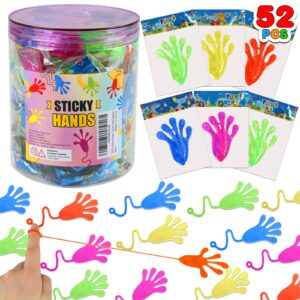 52 pcs sticky hands, party favors for kids 4-8 8-12 goodie bag stuffers treasure box prizes mini stretchy hands fidget toys adults party supplies birthday gifts for boys girls teens