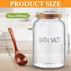 SiliFine 1 Piece 94 oz Bath Salts Glass Jar with Wooden Lid, Bath Salt Container with Scoop, Glass Containers for Bathroom Bath Decor Airtight Storage Bathtub Accessories for Women