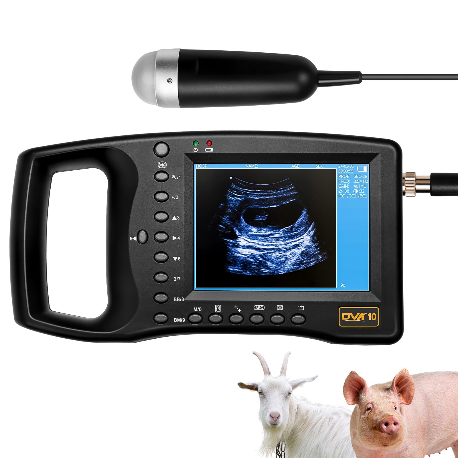 Portable Ultrasound Machine for Pregnancy - Digital Sonogram Machine with 3.5 MHz Probe and 8-Color Panels - Perfect for Sheep, Dogs, Cats, and Pigs Pregnancy Testing