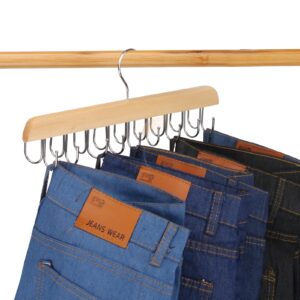 lmsawk wooden bra hanger, belt hanger for closet, 360 degree rotation tank top hangers, for closet organizers and storage, with 18 hooks, wood color