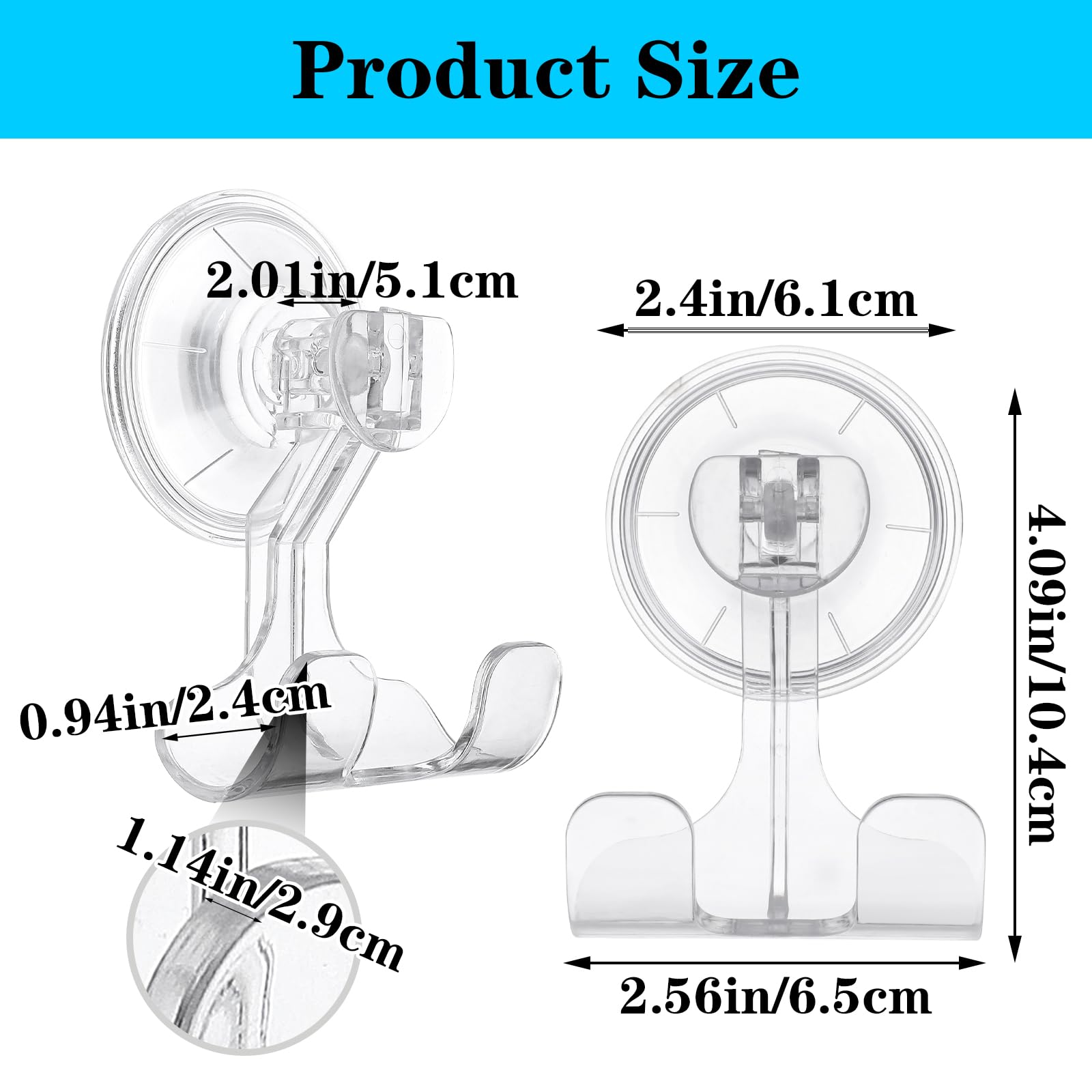 Suction Cup Razor Holder, 2 Pack Shower Razor Holder Large Suction Cup Hooks Heavy Duty Reusable Vacuum Shower Hook, Removable Suction Hooks for Bathroom Kitchen Towel Loofah Sponge Bathrobe Wreath