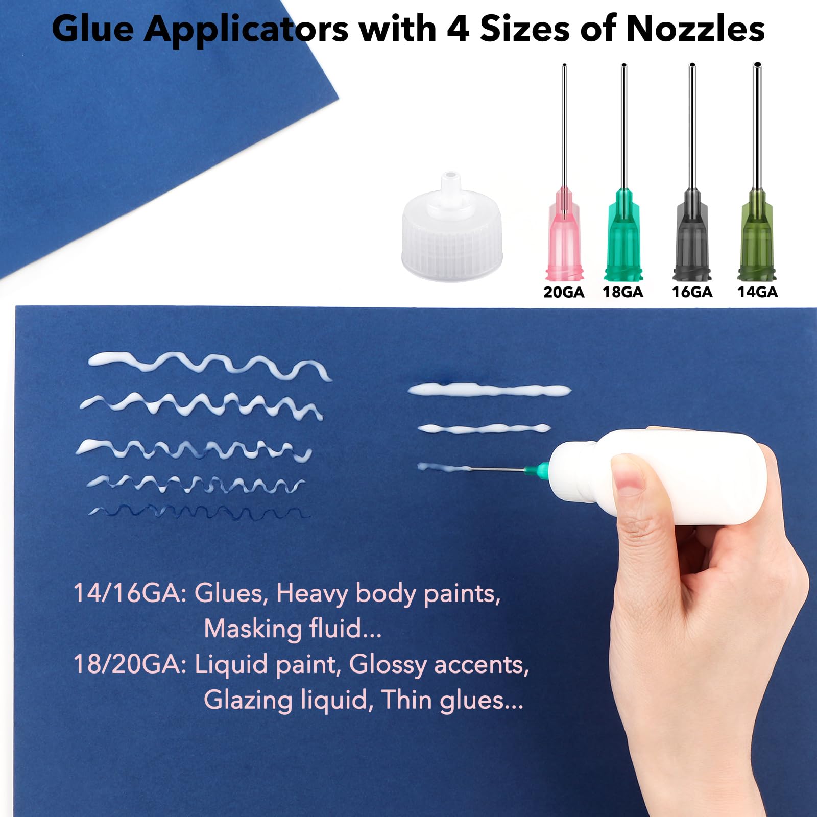 60PCS Glue Applicators Bottles,30ml Plastic Squeezable Dropper Bottles with Blunt Needle Tip 14ga 16ga 18ga 20ga for Glue Applications,Paint Quilling Craft and Oil Squeezable Dropper Bottles Crafting