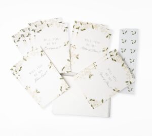 bridal party proposal cards with envelopes, 8 will you be my bridesmaid card sets, 2 will you be my maid of honor card, 2 will you be my matron of honor, 2 will you be my flower girl proposal cards