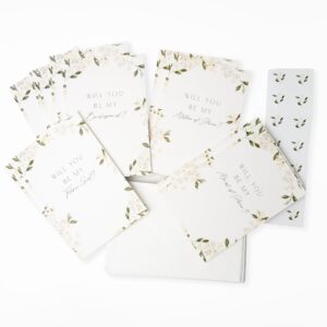 Bridal Party Proposal Cards with Envelopes, 8 Will You Be My Bridesmaid card sets, 2 Will You Be My Maid of Honor card, 2 Will You Be My Matron of Honor, 2 Will You Be My Flower Girl proposal cards