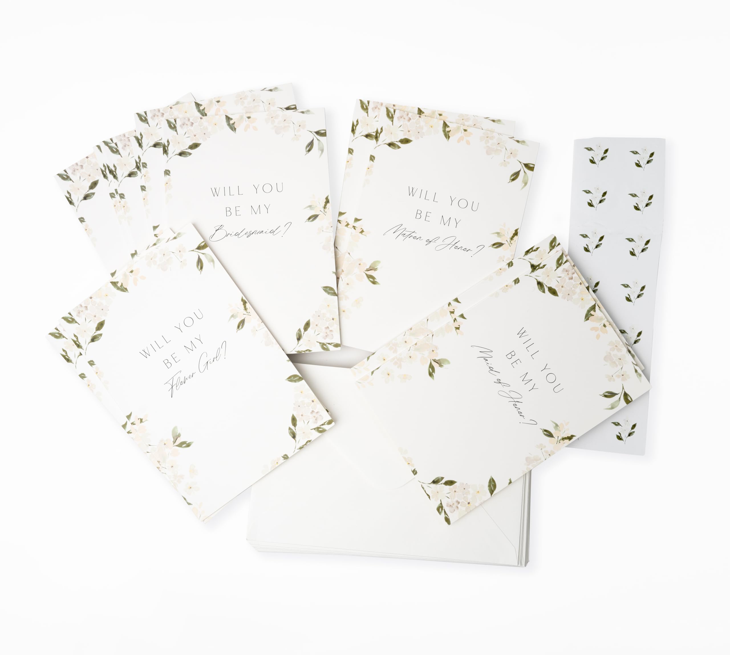 Bridal Party Proposal Cards with Envelopes, 8 Will You Be My Bridesmaid card sets, 2 Will You Be My Maid of Honor card, 2 Will You Be My Matron of Honor, 2 Will You Be My Flower Girl proposal cards