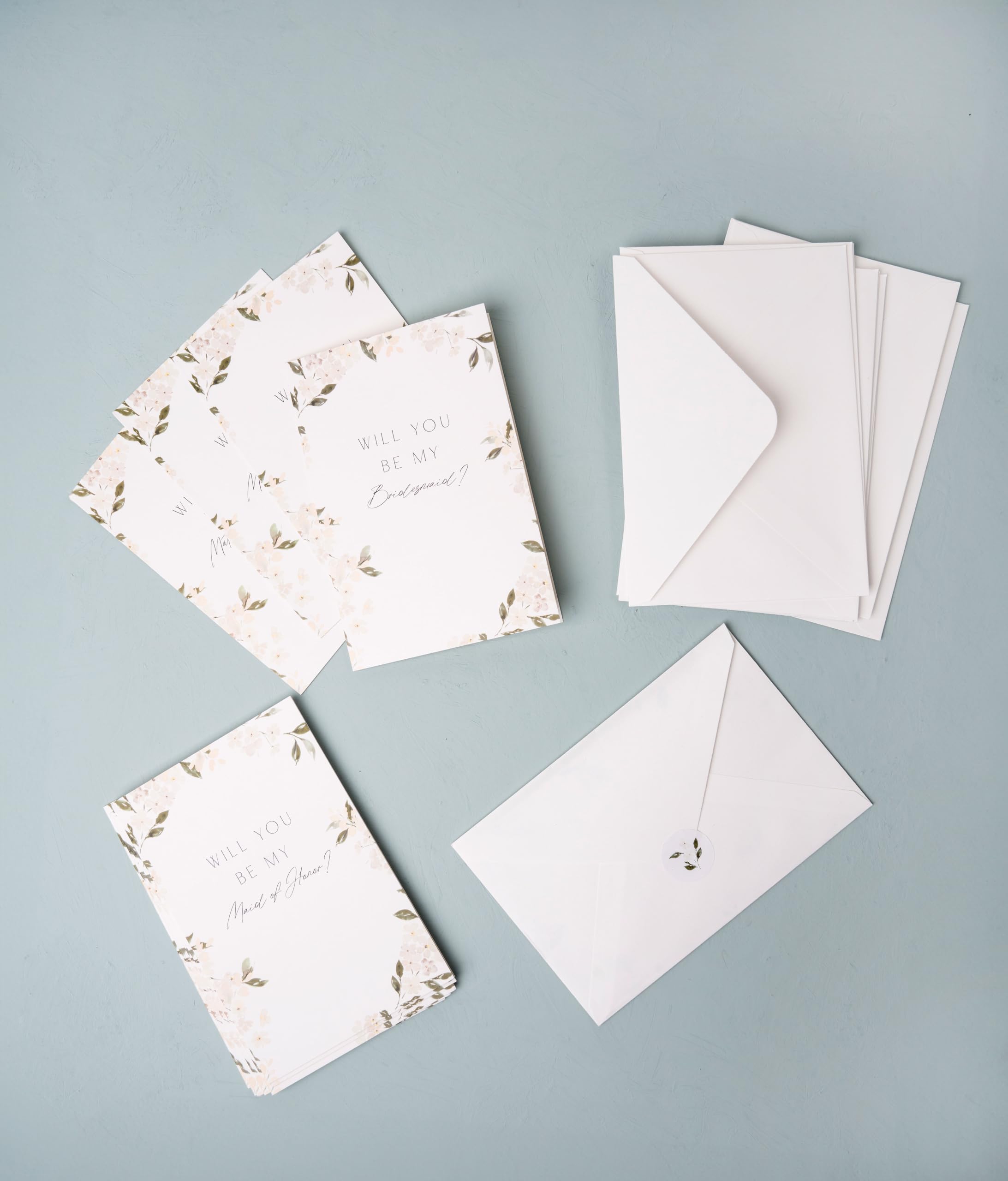 Bridal Party Proposal Cards with Envelopes, 8 Will You Be My Bridesmaid card sets, 2 Will You Be My Maid of Honor card, 2 Will You Be My Matron of Honor, 2 Will You Be My Flower Girl proposal cards