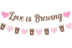 sursurprise coffee bridal shower decorations, love is brewing bridal shower decorations banner coffee bar sign for bachelorette party engagement wedding party supplies