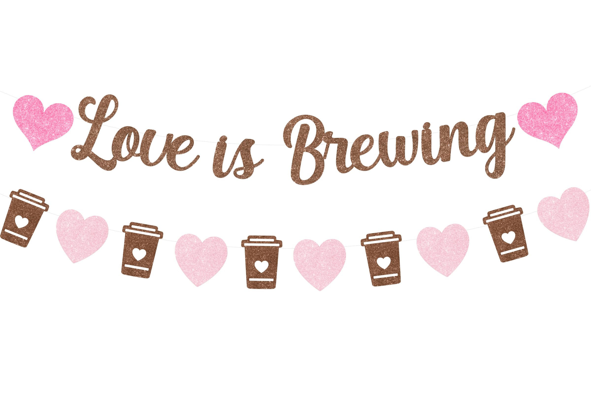 Sursurprise Coffee Bridal Shower Decorations, Love Is Brewing Bridal Shower Decorations Banner Coffee Bar Sign for Bachelorette Party Engagement Wedding Party Supplies