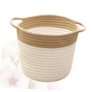 GRIRIW 1pc Khaki Fashion Design Sundries Storage Basket Desktop Cotton Rope Toy Basket