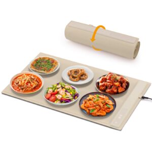 beauty star food warming mat, portable food warmer for kitchen countertop, electric heating roll up tray for buffet, dish heater pads for parties, buffet, get-togethers, flameless and safer