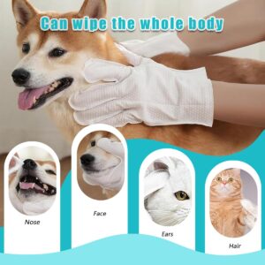 Dog and Cat Cleaning Gloves, Cleaning and Deodorizing Grooming Gloves, Dog and Cat Fur Face, Ears, Eyes, Paws Cleaner, Pet Grooming Wipes, Nourishing Fur, for Daily Care and Travel, No Rinse (6 Pcs)