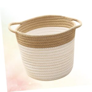 GRIRIW 1pc Khaki Fashion Design Sundries Storage Basket Desktop Cotton Rope Toy Basket