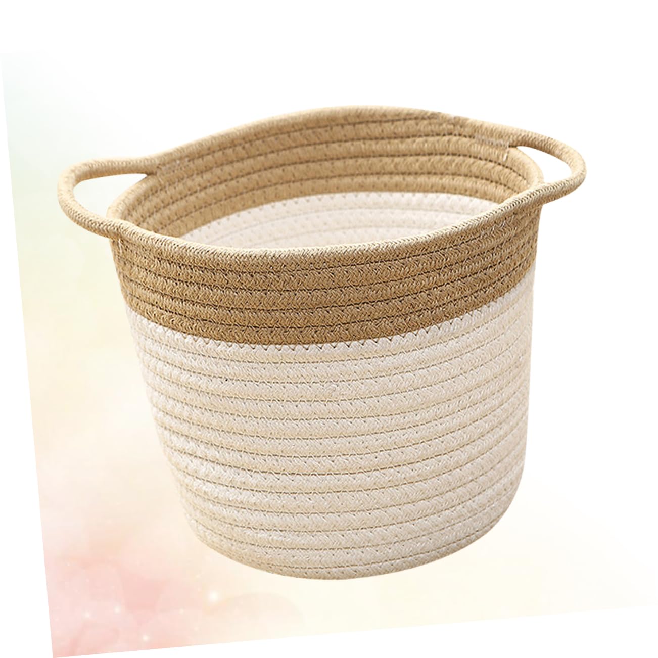 GRIRIW 1pc Khaki Fashion Design Sundries Storage Basket Desktop Cotton Rope Toy Basket