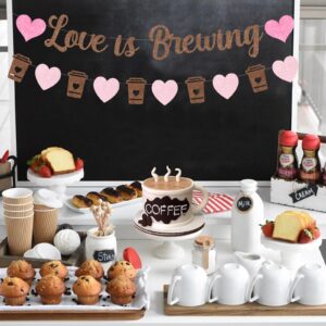 Sursurprise Coffee Bridal Shower Decorations, Love Is Brewing Bridal Shower Decorations Banner Coffee Bar Sign for Bachelorette Party Engagement Wedding Party Supplies