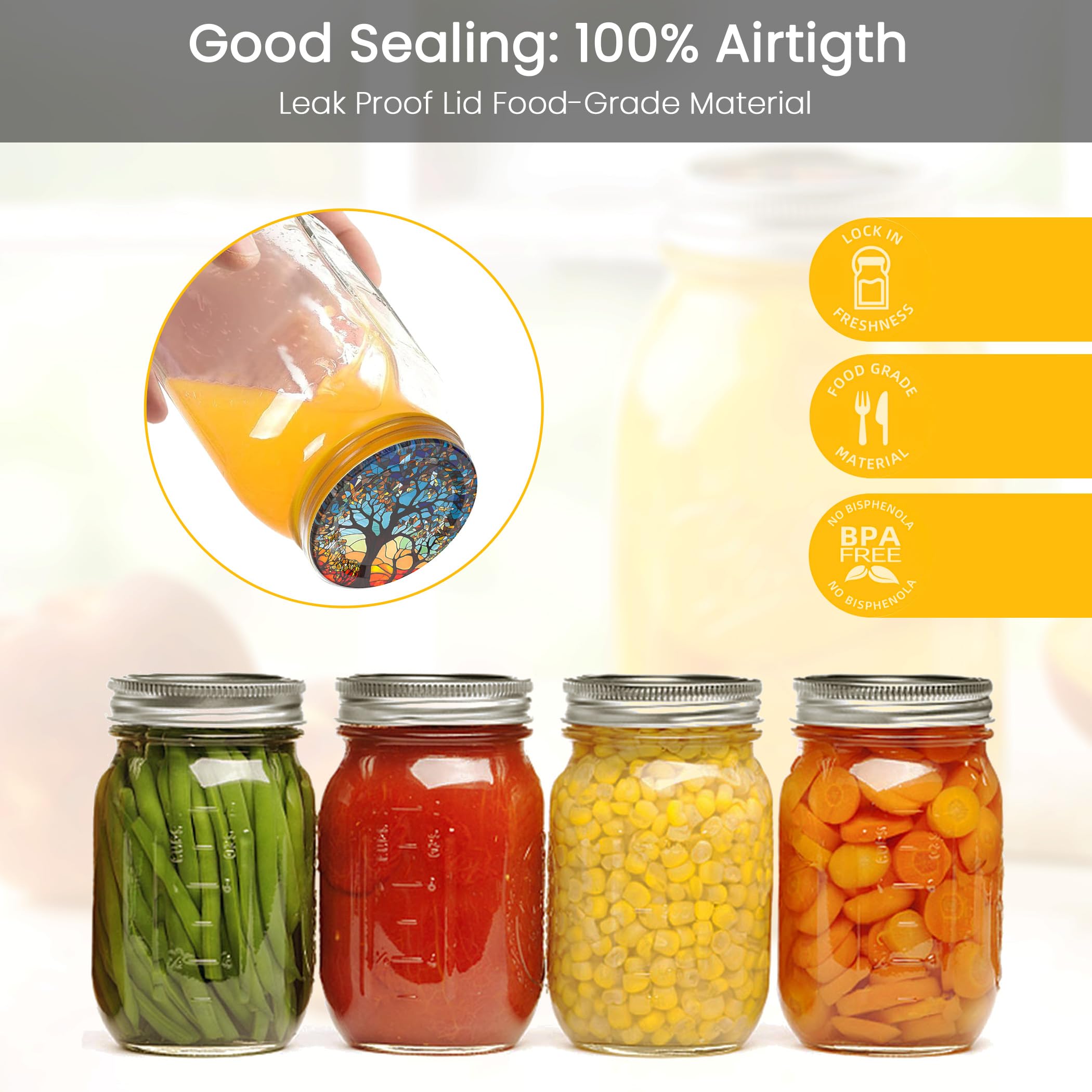 50Pcs Canning Lids Regular Mouth, Superb Canning Lids Not Easy to Rust Excellent Air Tightness, Thick Mason Jar Lids Prevent Warping - Food Grade Material