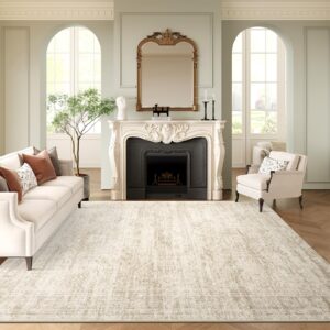 soalmost washable area rug 8x10, large soft rugs for living room vintage beige rug 8x10 area rugs for bedroom dining room non-slip stain resistant under table rug