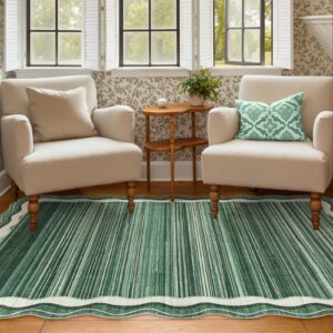 Lahome Washable Green Rugs for Living Room Bedroom,Machine Washable Green 5x7 Area Rugs,Dining Room Rug,Modern Abstract Irregular Non-Slip Stain-Resistance Accent Carpet for Home Office(Green,5x7)