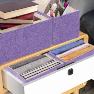 ORGMASTER Drawer Organizer Clothes, Linen Closet Organizers and Storage Box, Foldable Storage Baskets Dresser Drawer Dividers Containers Bins for Shelf, Wardrobe, Bedroom, Office, 9 Pack, Purple