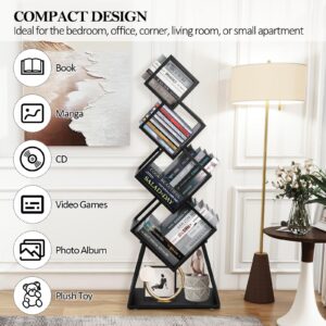 jxgzyy Bookshelf 5 Tier Geometric Modern Bookcase Industrial Style Metal Bookshelf Display Storage Rack for Books Decors Cds in Office Living Room Corner Floor Standing Bookcase