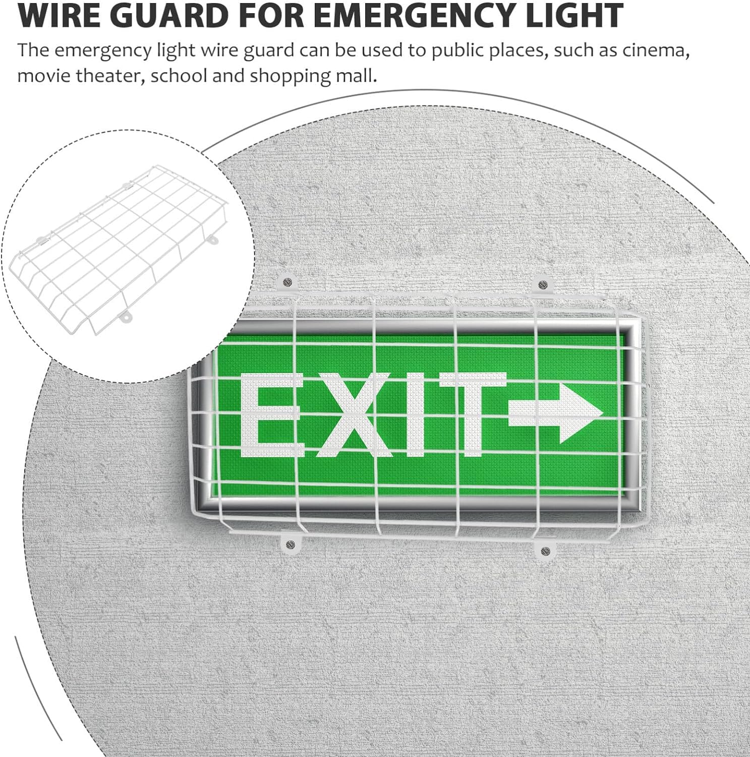 Wire Guard for Exit Sign Emergency Light Metal Wire Guard Damage Stopper Exit Sign Damage Cage Wall Mounted Emergency Signal Protective Cover