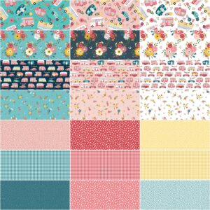 Gone Glamping Riley Blake 5-inch Stacker, 42 Precut Fabric Quilt Squares by Lori Whitlock, Assorted