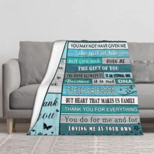 Bonus Mom Gift from Daughter, Bonus Mom Blanket from Bonus Daughter Son Stepdaughter Stepson, 50"x60" Mothers Day Blanket Gifts for Stepmom Birthday Gifts for Bonus Mom