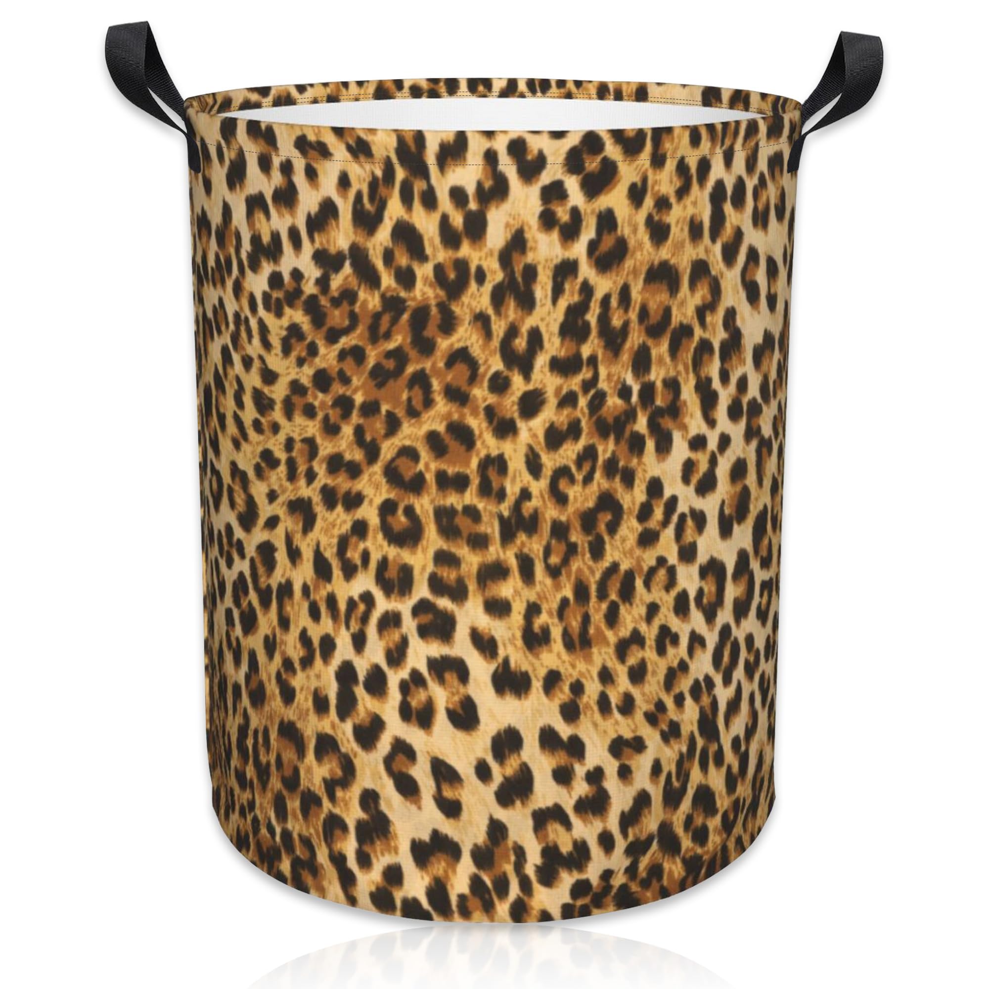 Naqiuli Laundry Basket Leopard Laundry Hamper Large Laundry Basket Storage Basket Tote Bag Collapsible Organizer Basket for Bathroom,Laundry,Bedroom 17.3 x16.5 Inch