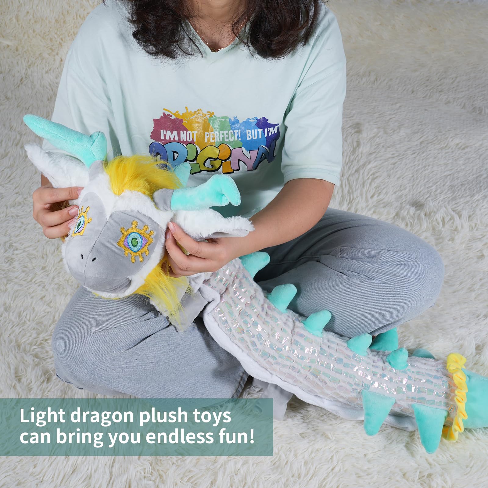 Nadou TLOZ Light Dragon Plush Pillow,43.3" Light Dragon Anime Stuffed Doll Can be Used as a Birthday, Christmas for Kids-Collectible Squishy Plushies