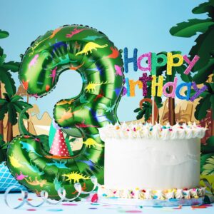 Lunmon 40 Inch Dinosaur Number Large Balloon 40 Inch Dinosaur Birthday Balloons Supplies Large Green Balloon Dinosaur Theme Balloons for Birthday Party Baby Shower (Number 3)