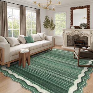 lahome washable green rugs for living room bedroom,machine washable green 5x7 area rugs,dining room rug,modern abstract irregular non-slip stain-resistance accent carpet for home office(green,5x7)