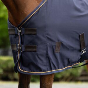 Equinavia Vind Lightweight Stable Blanket for Horses | No Fill Sheet with Wither Relief - Navy - 74 in