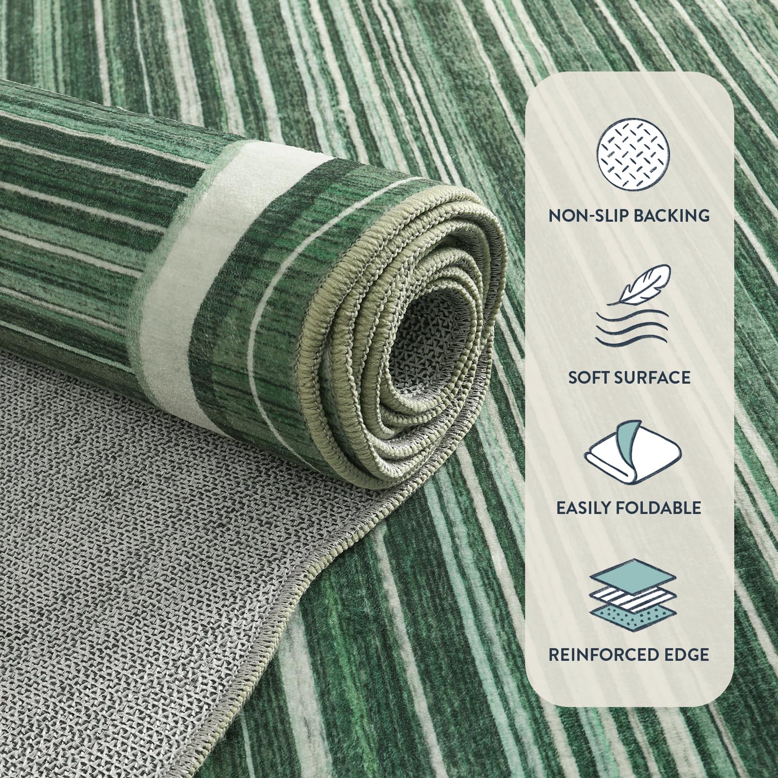 Lahome Washable Green Rugs for Living Room Bedroom,Machine Washable Green 5x7 Area Rugs,Dining Room Rug,Modern Abstract Irregular Non-Slip Stain-Resistance Accent Carpet for Home Office(Green,5x7)