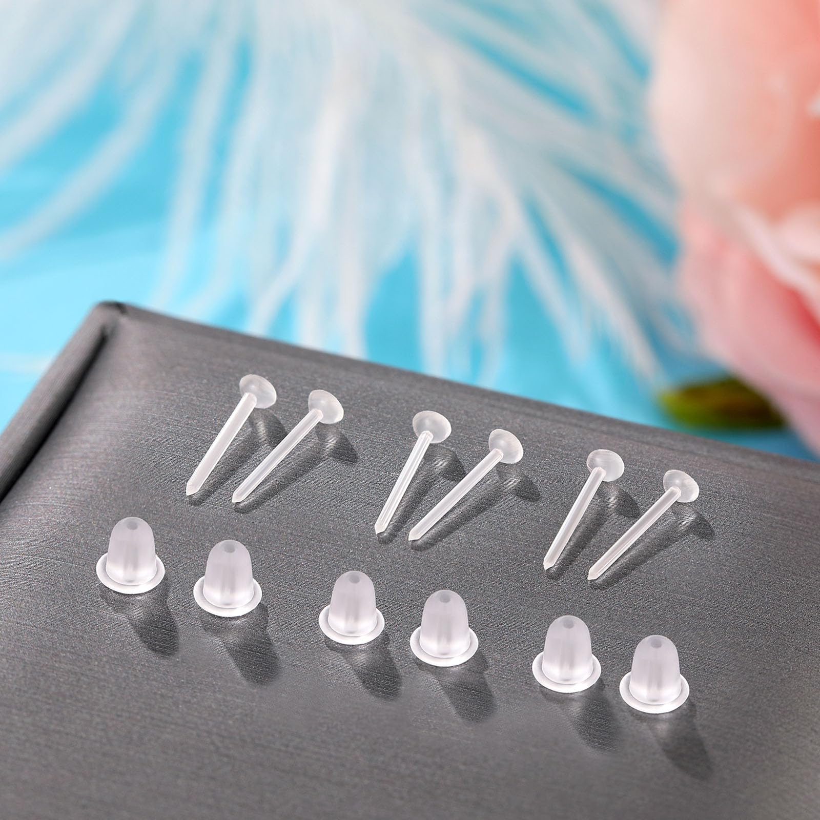 Formulen Clear Earrings Findings Set,3mm Plastic Earrings Findings Set for Sensitive Ears,Clear Earrings Findings Set for Sport