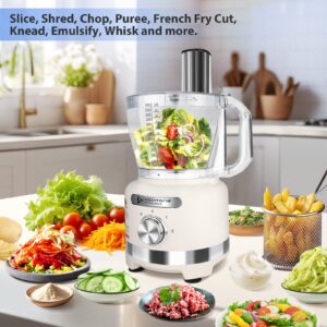 Homtone 16 Cup Food Processor with Storage Box, 10-in-1 Electric Vegetables Chopper for Slicing, Chopping, Mincing, Shredding, Purees & Dough, Extra-Large 3" Feed Chute, 600W, White