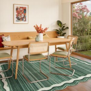 Lahome Washable Green Rugs for Living Room Bedroom,Machine Washable Green 5x7 Area Rugs,Dining Room Rug,Modern Abstract Irregular Non-Slip Stain-Resistance Accent Carpet for Home Office(Green,5x7)