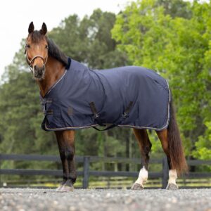 Equinavia Vind Lightweight Stable Blanket for Horses | No Fill Sheet with Wither Relief - Navy - 74 in