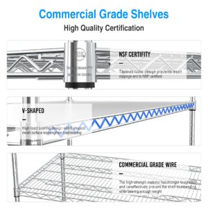 Ufurpie 5 Tier Wire Shelving Unit 7500lbs Capacity NSF Metal Shelf, Heavy Duty Adjustable Shelf Liners Storage Rack for Commercial Grade Utility Steel Rolling Shelving, 82" H X 60" L X 24" D