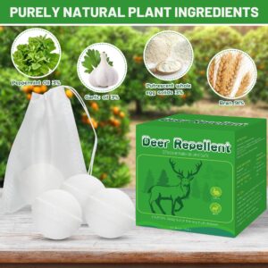 24 Pack Powerful Deer Repellent Balls, Natural Deer Deterrent and Rabbit Repellent Outdoor Keep Rabbits and Deer Away from Eating Plants, Lawns, Vegetables, Trees, Human & Pet Safe Deer Repellant