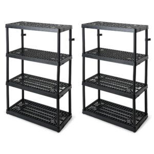 gracious living 4 shelf fixed height ventilated heavy duty storage unit 18 x 36 x 54.5 organizer system for home, garage, basement, & laundry, black