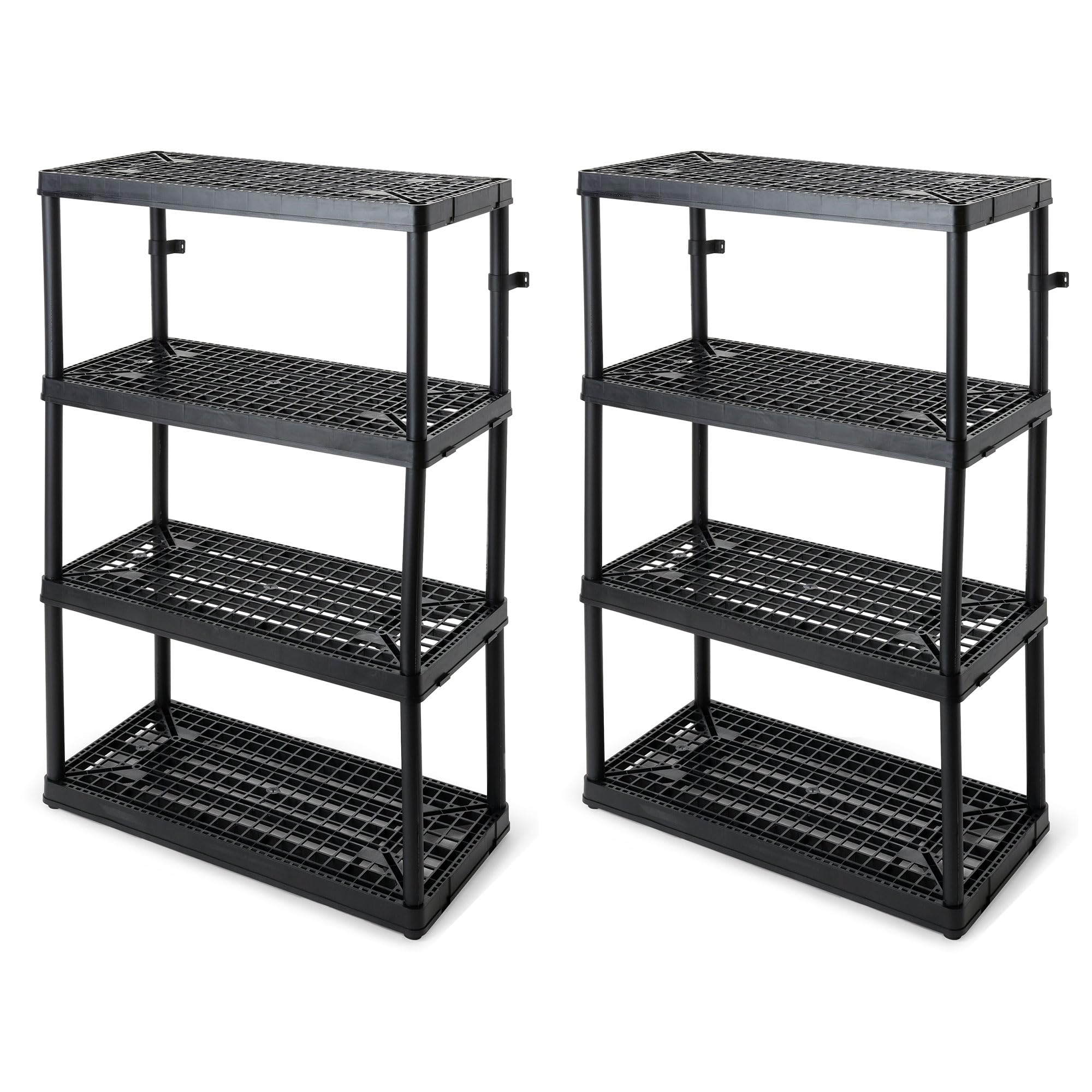 Gracious Living 4 Shelf Fixed Height Ventilated Heavy Duty Storage Unit 18 x 36 x 54.5 Organizer System for Home, Garage, Basement, & Laundry, Black