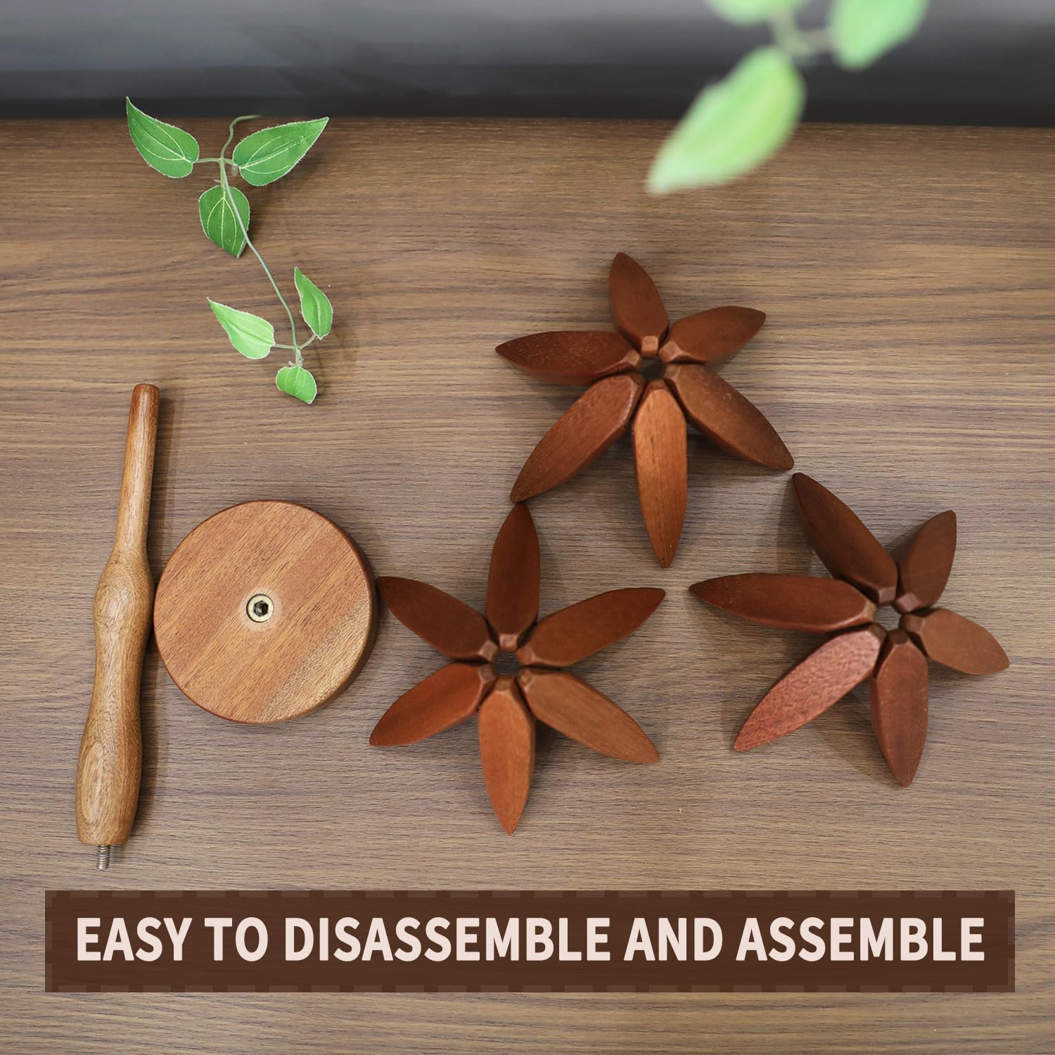 𝗡𝗘𝗪 Set of 3 Kitchen Table Decor Foldable Wooden Trivets for Hot Pots and Pans，Tree Shape Trivets, （Sapele Wood Trivets）