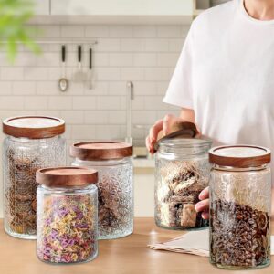 yoqelt Vintage Glass Jars with Wooden Lids, 2 Pack 34 oz Airtight Glass Food Storage Containers Sets for the Kitchen, Sugar Coffee Candy Spice Cookie Tea Pasta