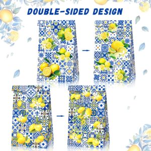 JeVenis 12 PCS Capri Lemon Party Favor Bags Capri Lemon Party Decorations Blue Tiles and Lemon Party Supplies for Capri Lemon Birthday Wedding Bridal Shower