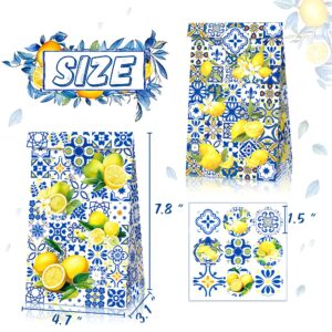 JeVenis 12 PCS Capri Lemon Party Favor Bags Capri Lemon Party Decorations Blue Tiles and Lemon Party Supplies for Capri Lemon Birthday Wedding Bridal Shower