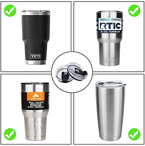 AILUXUAN Tumbler Lid for 20 Oz,2 Replacement Lids for 20oz Stainless Steel Tumbler Travel Cup Yeti,Ozark Trails and more Cooler Cup, Flip-top Splash Proof (Black, 20 OZ) (2)