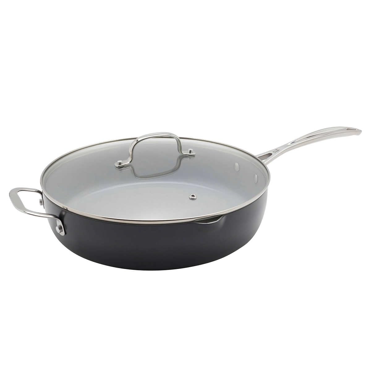 OvieTry Non-Toxic Ceramic Nonstick 12 inch | 5-Quart Everyday Sauté Pan With Lid